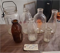 7 old milk bottles Thatcher's Metzger's amber more