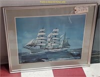 32" framed print KIPP SOLDWEDEL nautical ship 1968