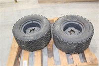 PAIR OF 25 X 10.00-12 NHS TIRES & RIMS