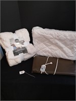 Sherpa throw, heating pad , pillow