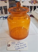Antique fiery orange 9" apothecary jar etched lid