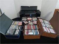 Dual cassette player with 4 cases of cassette tape