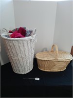 laundry basket, picnic basket and scarfs