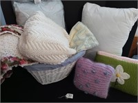 Pillows, Afgans and basket