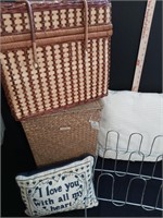 Decorator baskets with pillows and shoe rack