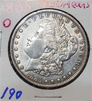 1885 O Morgan US silver dollar New Orleans AU-UNC