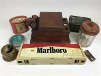 Vintage Pipe Holder, Cigar Tins, Ash Tray & More