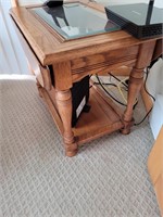 Pair Glass top drop leaf side  table 21h 18w 25l