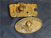 Pair of vintage Brass Marine Corp. Belt Buckles