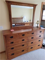 Thomasville dresser with mirror 66L 39h 18d