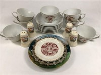 VTG Brown County Tea Cups Saucers, S&P Plates