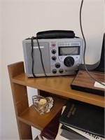 Balance book shelf radios cup and misc