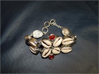 925 Sterling Silver marked Bracelet with shells