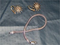 925 Marked Earrings & Bracelet