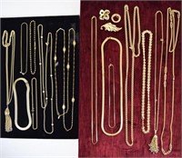 Grouping of Gold Tone Necklaces and Brooches