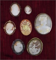 Grouping of Victorian Cameo Brooches