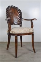 Walnut Arm Chair with Sea Shell Back