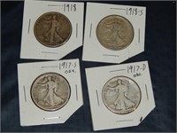 4 Standing liberty Half Dollars 1917 D&S 1918 & s