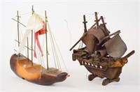2 Wooden Ship Models