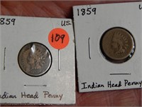2 1959 (first year) Indian Head Cents