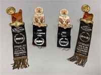 Group of 4 Oddfellows Ribbons and Pins