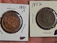 1851 & 1852 Large Cents