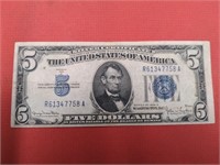 1934-D $5 US Silver Certificate paper money