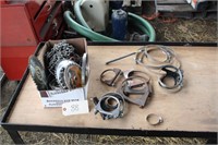 box lot of clamps and chain etc