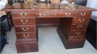 Ethan Allen Cherry Desk w/Leather Inserts& Glass