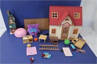 Misc Lot-Small Dollhouse,Fuzzy Wonderz & more
