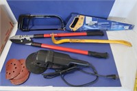 Tool Lot-Hacksaw, Crowbar,Craftsman 6" Sander&more