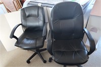2 Adj Rolling Desk Chairs(1 w/broken arm,torn seat
