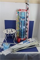Iron Stool, Curtain Rods & Wrapping Paper