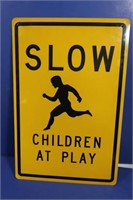 "Slow Children at Play" Metal Sign