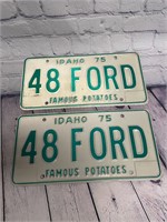 Lot of 2 "48 FORD" Idaho 75 Vintage Vehicle Plates