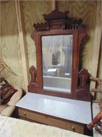 Walnut? Marble Top Dresser w/ Mirror