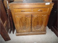 Oak Wash Stand Cabinet - Ornate Front