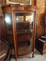Antique Oak Curved Glass - Claw Foot China Cabinet