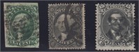 US Stamps #15, 36, 77 Used Classics CV $615