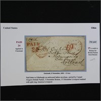 US Stampless Cover to Scotland