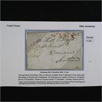 US Stampless Cover to Scotland
