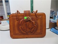 Vintage Tooled Leather Purse 12&1/2" x 9" with