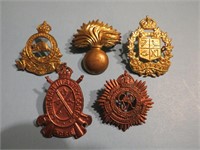 5 Canadian Cap Badges Militray Insignia Lot