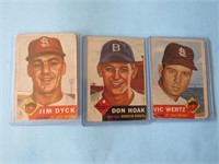 1953 Topps Baseball Cards #142 176 177 Don Hoak