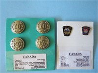 Canada Fire Dept. Unifrom Buttons & Pins Ontario