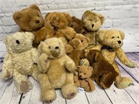 Lot of 10 Assorted Teddy Bears Good Condition