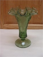 FENTON Light Green Ruffle Vase