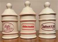 3 Pharmacy Apothecary Advertising Porcelain Jars