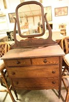 Lot #550 - Antique Oak three drawer dresser with