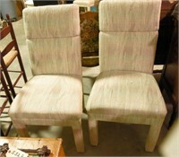 Lot #553 - Pair of 42” upholstered high back